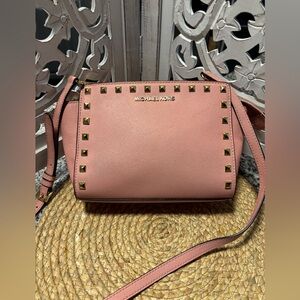 Michael Kors Blush Pink Studded Saffiano Crossbody